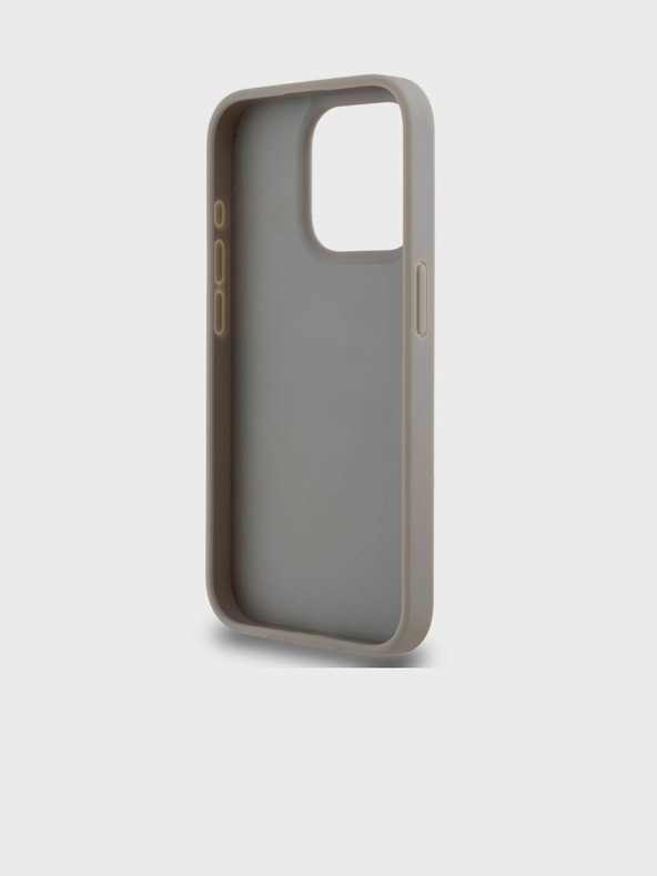 DKNY PU bőr ismétlődő mintás, tónusos csíkos hátlap iPhone 14 Pro bézs DKNY DKNY
