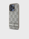 DKNY PU bőrből készült kockás mintás és csíkos hátlapi borító iPhone 14 Pro Max bézs DKNY bézs színű iPhone 14 Pro Max készülékhez