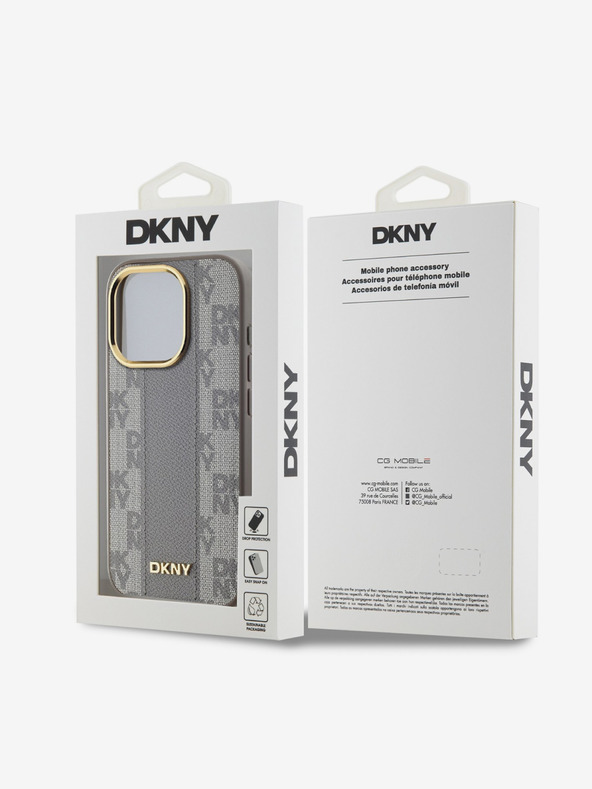 DKNY PU bőr kockás mintás Magsafe hátlap iPhone 15 Pro bézs DKNY 15 Pro bézs DKNY