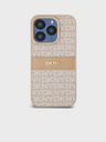 DKNY PU bőr ismétlődő mintás, tónusos csíkos hátlap iPhone 14 Pro rózsaszín DKNY
