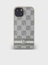 DKNY PU bőr kockás mintás és csíkos hátlapi borító iPhone 15 készülékhez Bézs DKNY DKNY