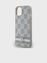 DKNY PU bőr kockás mintás és csíkos hátlapi borító iPhone 15 készülékhez Bézs DKNY DKNY