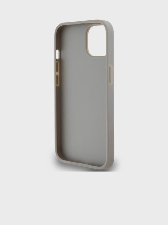 DKNY PU bőr kockás mintás és csíkos hátlapi borító iPhone 15 készülékhez Bézs DKNY DKNY