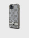DKNY PU bőr kockás mintás és csíkos hátsó borító iPhone 13-hoz Bézs DKNY DKNY