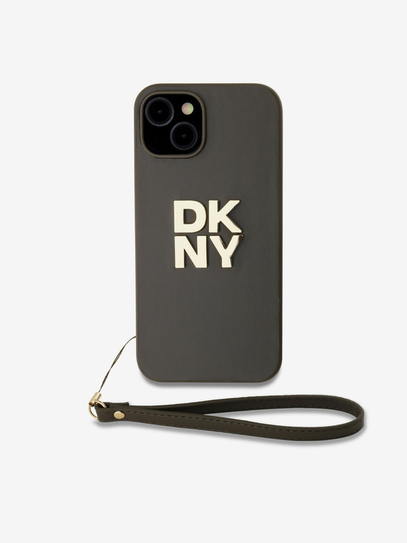 DKNY PU bőr Stack Logo csuklópánt hátlap iPhone 13-hoz Barna DKNY DKNY