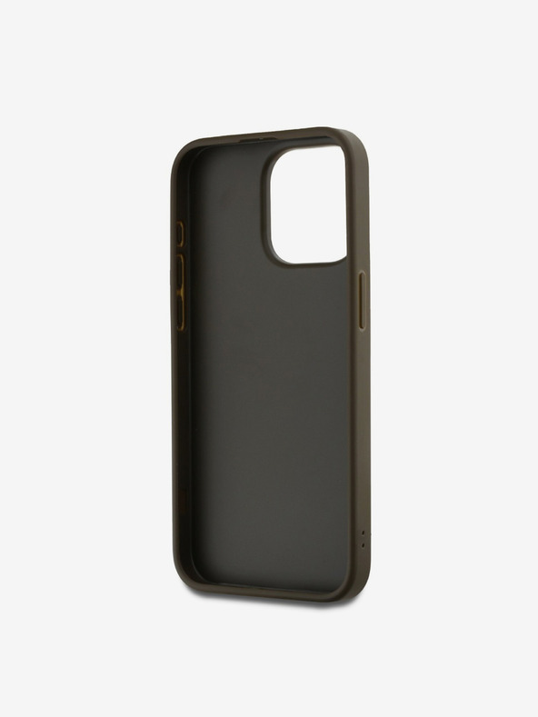 DKNY PU bőr Stack Logo csuklópánt hátlapi borító iPhone 14 Pro Max-hoz Barna DKNY