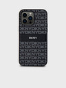 DKNY PU bőr ismétlődő mintás, tónusos csíkos hátlapi borító iPhone 14 Pro Fekete DKNY