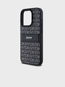 DKNY PU bőr ismétlődő mintás, tónusos csíkos hátlapi borító iPhone 14 Pro Fekete DKNY