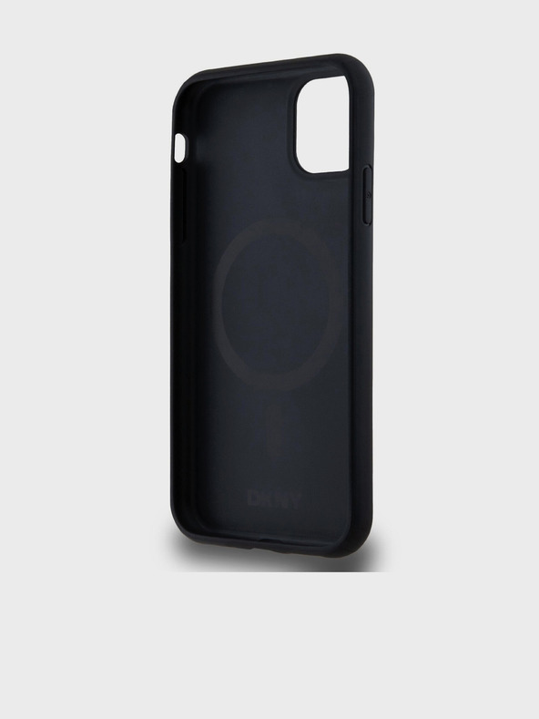 DKNY PU bőr Repeat Pattern Bottom Stripe MagSafe hátlap az iPhone 11-hez Fekete DKNY DKNY