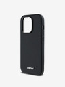 DKNY PU bőr ezüst fém logós Magsafe hátlap iPhone 14 Pro Fekete DKNY DKNY
