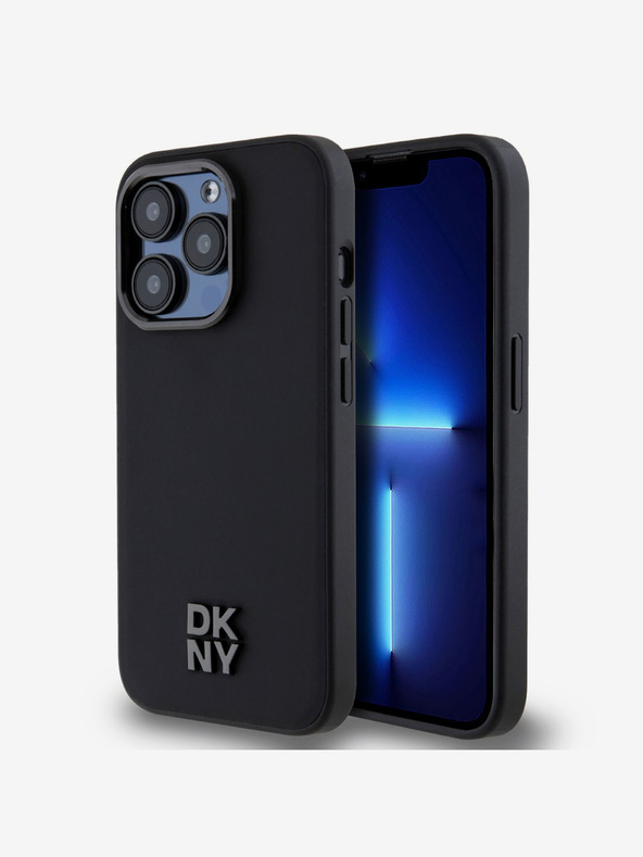 DKNY PU bőr Stack Logo Magsafe hátlap iPhone 15 Pro Max-hoz Fekete DKNY DKNY