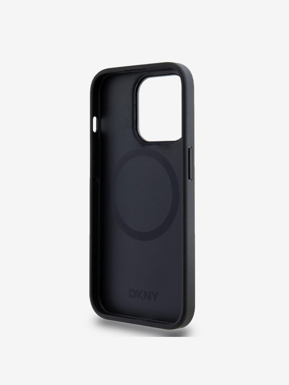 DKNY PU bőr Stack Logo Magsafe hátlap iPhone 15 Pro Max-hoz Fekete DKNY DKNY