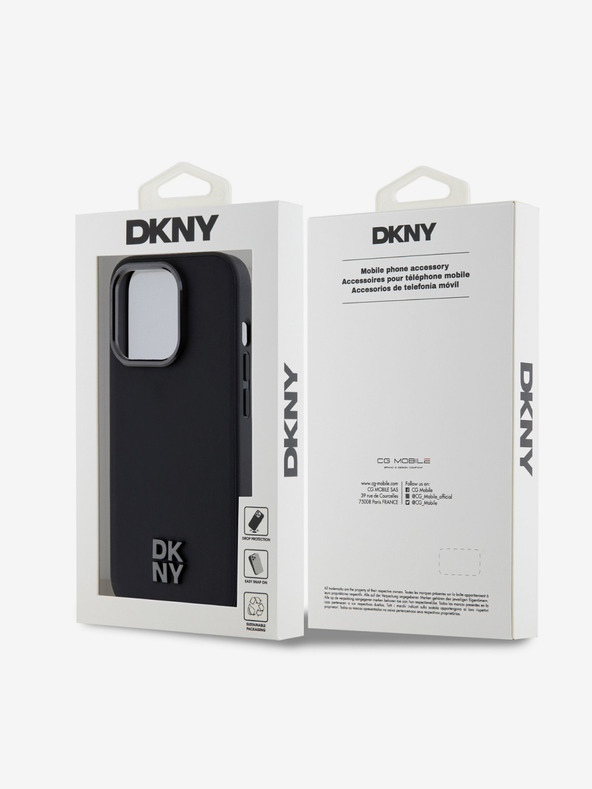 DKNY PU bőr Stack Logo Magsafe hátlap iPhone 15 Pro Max-hoz Fekete DKNY DKNY
