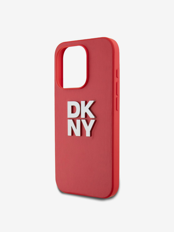 DKNY PU bőr Stack Logo csuklópánt hátlapi borító iPhone 15 Pro Max piros DKNY