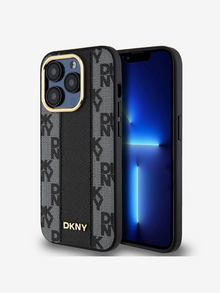 DKNY PU bőr kockás mintás Magsafe hátlap iPhone 15 Pro Max fekete DKNY DKNY