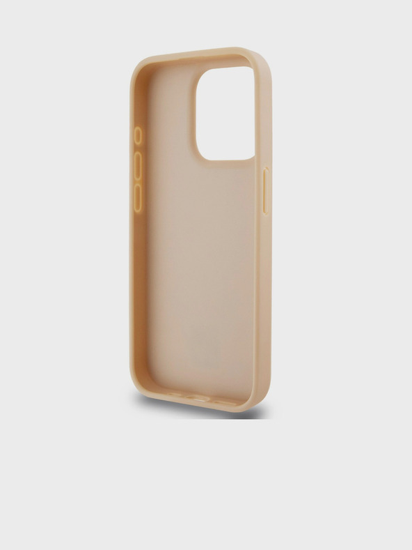 DKNY PU bőr kockás mintás és csíkos hátlapi borító iPhone 14 Pro rózsaszín DKNY rózsaszín iPhone 14 Pro-hoz