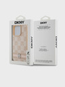DKNY PU bőrből készült kockás mintás és csíkos hátlapi borító iPhone 14 Pro Max rózsaszín DKNY rózsaszínű iPhone 14 Pro Maxhoz