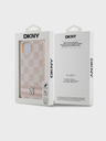 DKNY PU bőr kockás mintás és csíkos hátlapi borító iPhone 15 készülékhez Rózsaszín DKNY