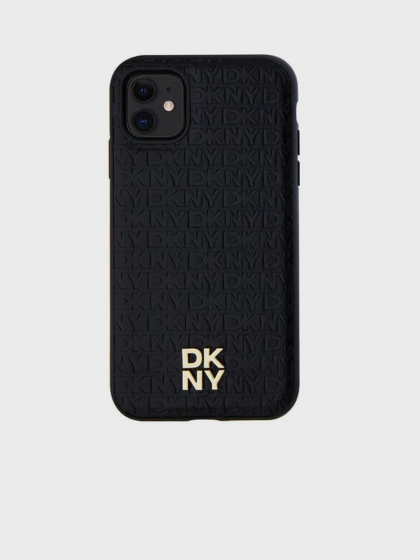DKNY PU bőr Repeat Pattern Stack Logo Magsafe hátlap iPhone 11 fekete DKNY DKNY fekete iPhone 11-hez