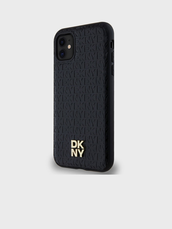 DKNY PU bőr Repeat Pattern Stack Logo Magsafe hátlap iPhone 11 fekete DKNY DKNY fekete iPhone 11-hez