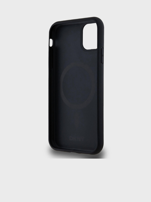 DKNY PU bőr Repeat Pattern Stack Logo Magsafe hátlap iPhone 11 fekete DKNY DKNY fekete iPhone 11-hez