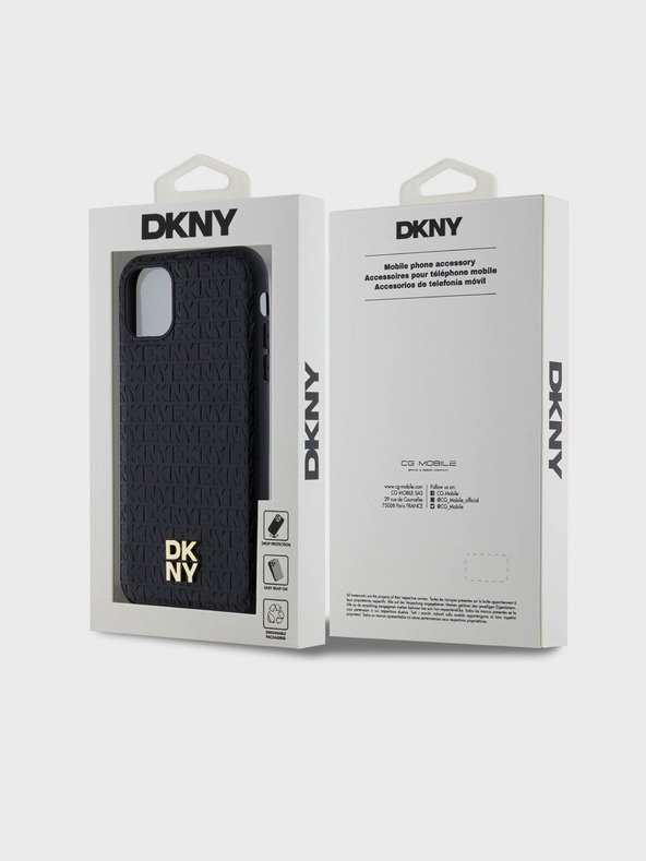 DKNY PU bőr Repeat Pattern Stack Logo Magsafe hátlap iPhone 11 fekete DKNY DKNY fekete iPhone 11-hez