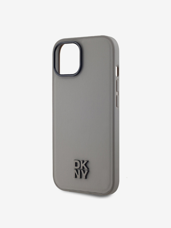 DKNY PU bőr Stack Logo Magsafe Magsafe hátlap iPhone 15 szürke DKNY DKNY
