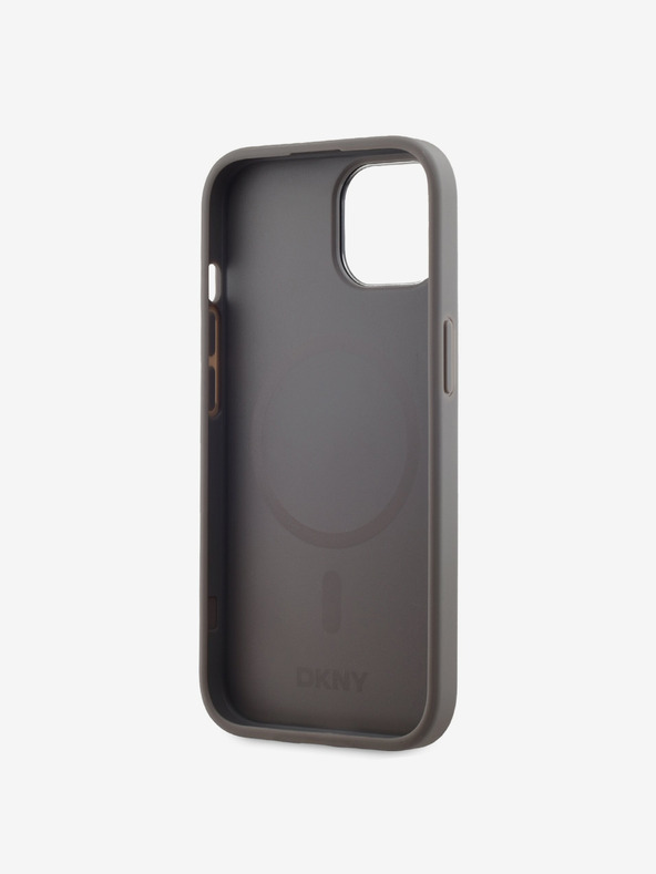 DKNY PU bőr Stack Logo Magsafe Magsafe hátlap iPhone 15 szürke DKNY DKNY
