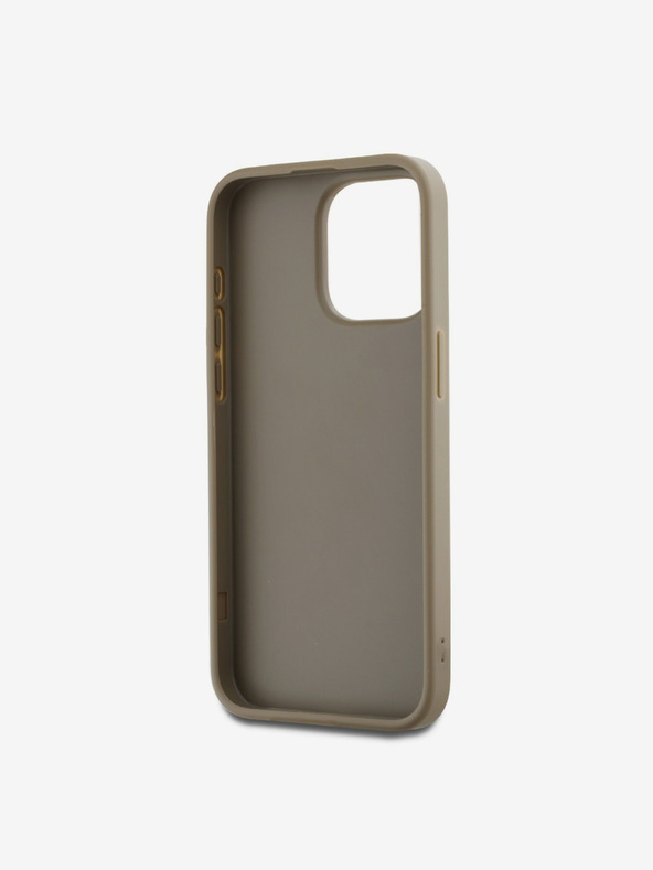 DKNY PU bőr Stack Logo csuklópánt hátlap iPhone 14 Pro Max bézs DKNY