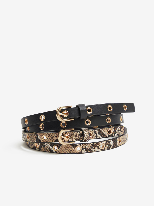 Orsay ORSAY világosbarna és fekete női öv 2db