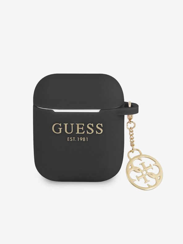 Guess Guess 4G Charm szilikon tok az AirPods 1/2-hez Fekete
