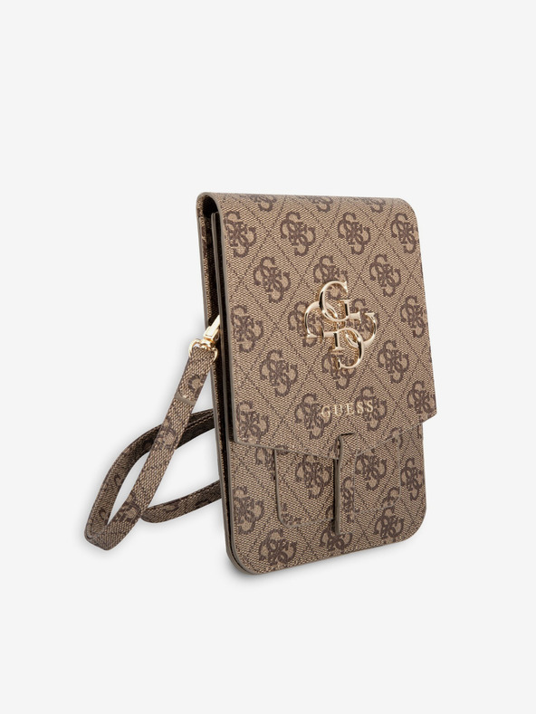 Guess Guess PU 4G fém logós telefontáska barna