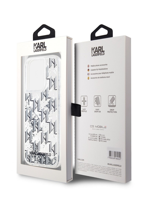 Karl Lagerfeld Folyékony csillámos monogramos gradiens hátlap iPhone 15 Pro fehér Karl Lagerfeldhez