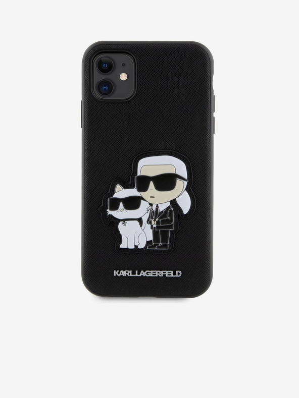 Karl Lagerfeld PU Saffiano Karl és Choupette NFT hátlap iPhone 11 fekete Karl Lagerfeld fekete iPhone 11-re
