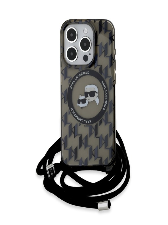 Karl Lagerfeld Karl Lagerfeld IML Monogram Kereszttest K&CH Heads MagSafe hátlap iPhone 15 Pro-hoz Fekete