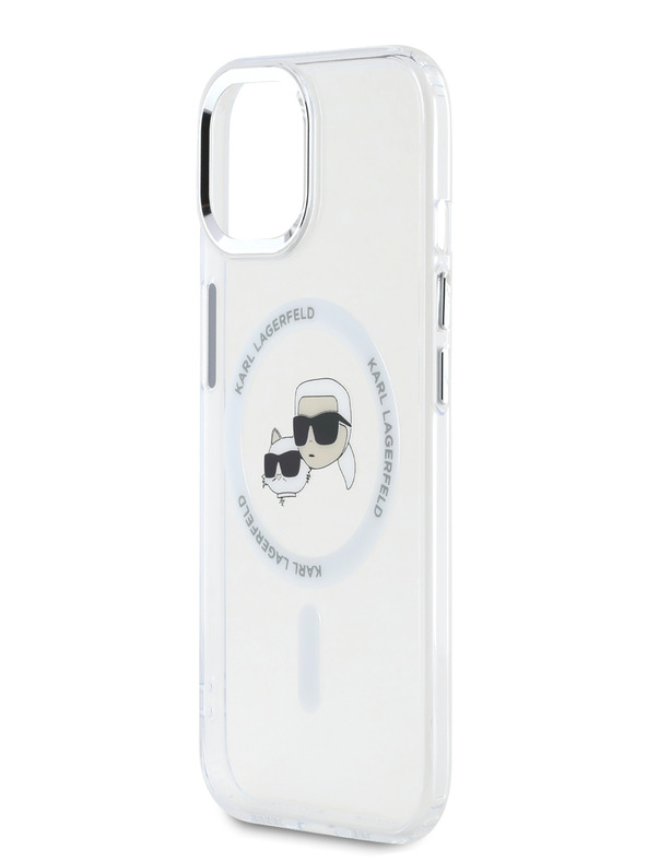 Karl Lagerfeld Karl Lagerfeld IML K&CH Heads fémkeretes MagSafe hátlap az iPhone 15 készülékhez Átlátszó