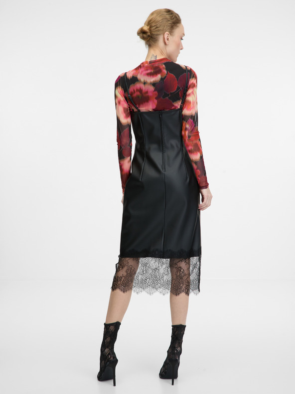 Orsay Orsay fekete női műbőr midi ruha