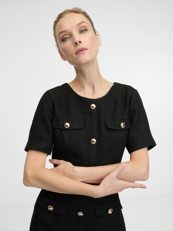 Orsay Orsay fekete női térdig érő burok ruha