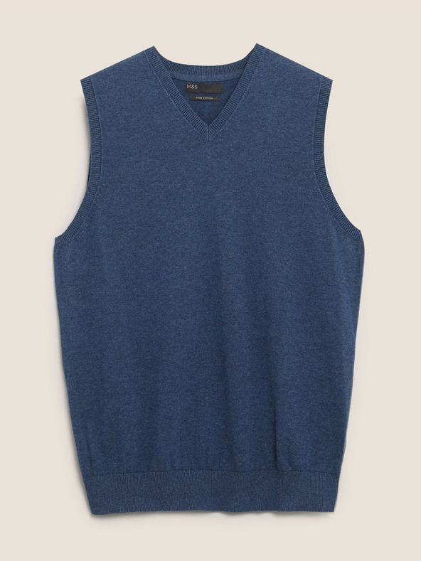 Marks & Spencer Marks & Spencer tiszta pamutból készült ujjatlan pulóver tengerészkék színű