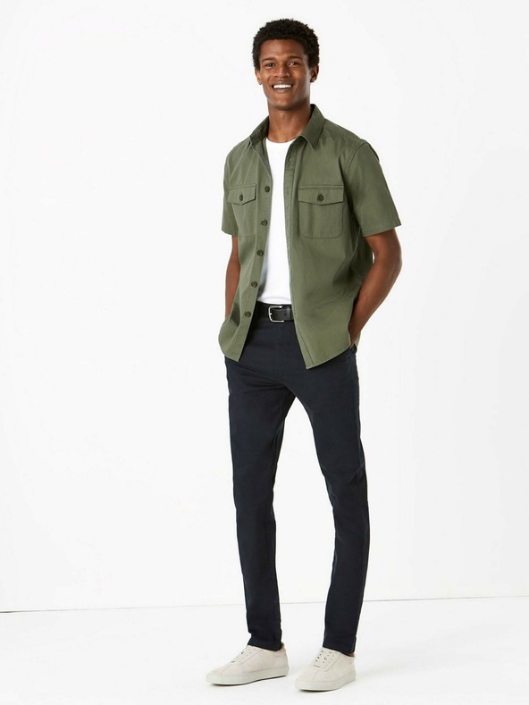 Marks & Spencer Marks & Spencer Stretch Chino Slim Fit nadrág sötétkék