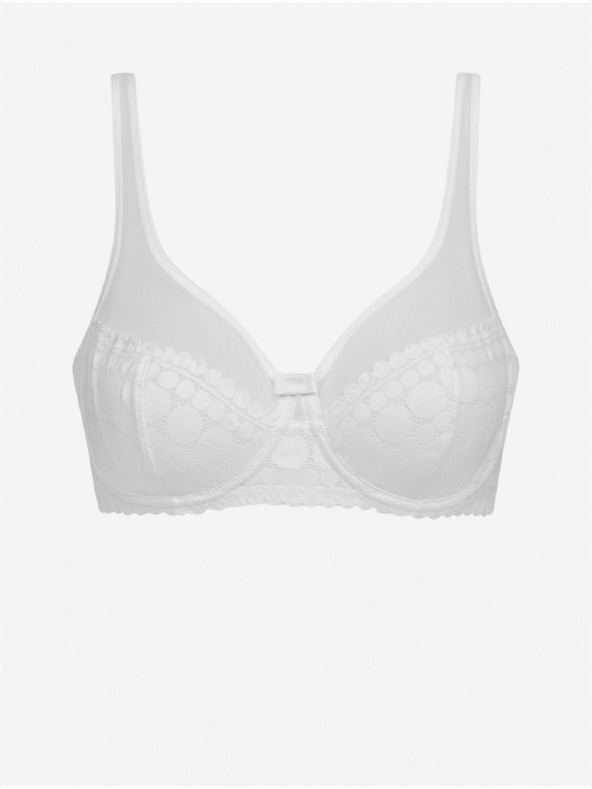 DIM Fehér női csipkés melltartó DIM GENEROUS DOTTY UNDERWIRED BRA DIM