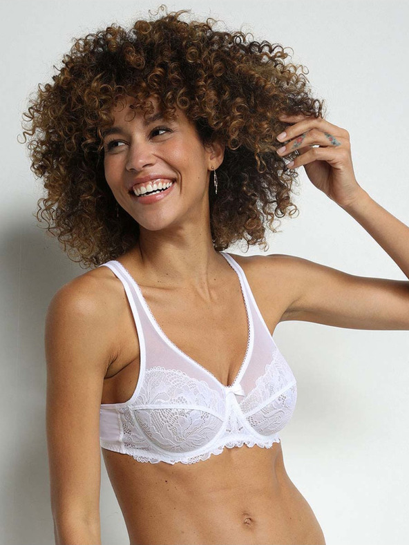 DIM Fehér női csipkemelltartó Dim GENEROUS ESSENTIEL UNDERWIRE BRA BRA Dim GENEROUS ESSENTIEL UNDERWIRE BRA
