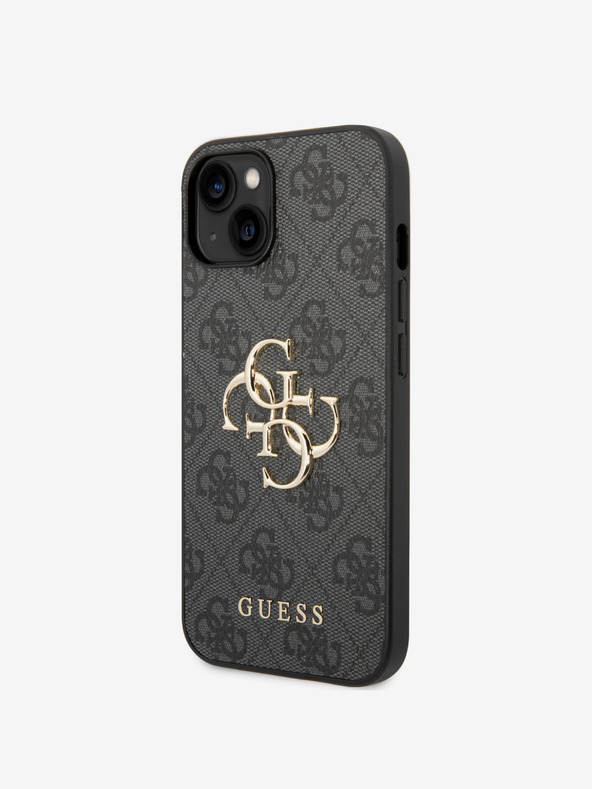 Guess Guess PU 4G fém logós fém hátlap iPhone 15 szürke készülékhez