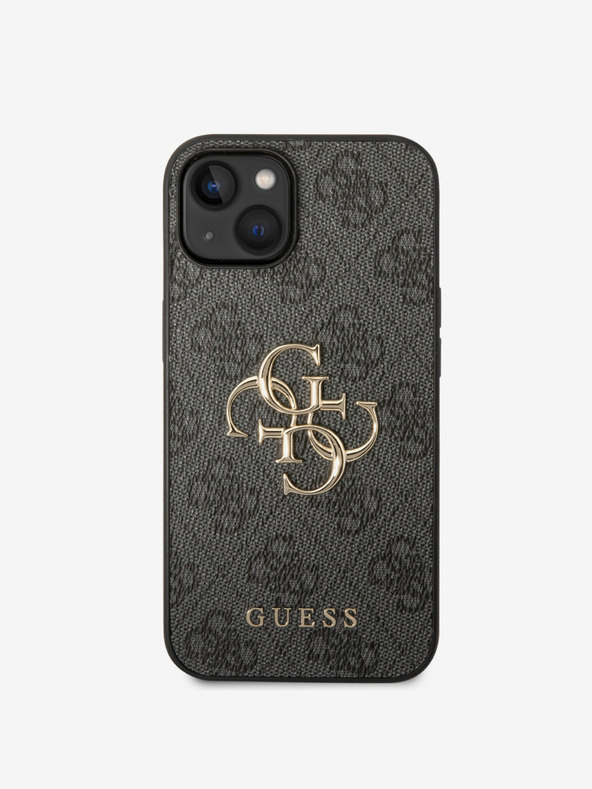 Guess Guess PU 4G fém logós fém hátlap iPhone 15 szürke készülékhez