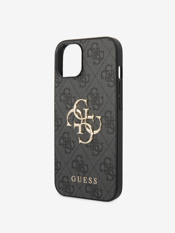 Guess Guess PU 4G fém logós fém hátlap iPhone 15 szürke készülékhez