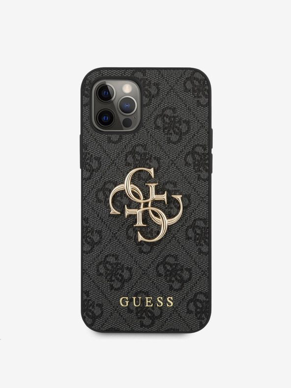 Guess PU 4G Metal Logo Zadní Kryt pro iPhone 12/12 Pro Grey Telefontok