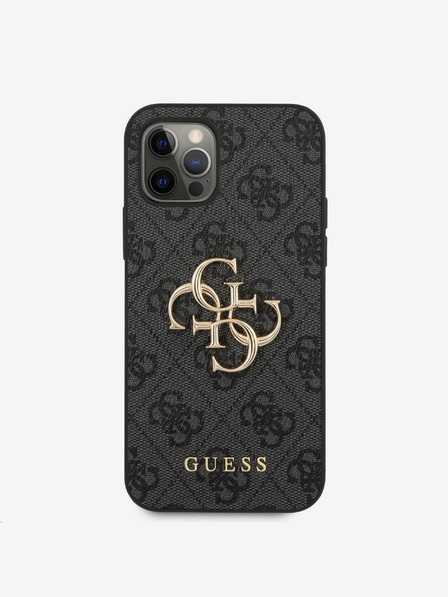 Guess PU 4G Metal Logo Zadní Kryt pro iPhone 12/12 Pro Grey Telefontok