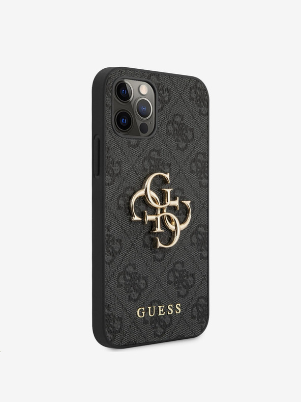 Guess PU 4G Metal Logo Zadní Kryt pro iPhone 12/12 Pro Grey Telefontok