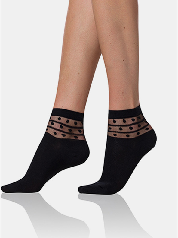 Bellinda Fekete női zokni dekoratív részletekkel Bellinda TRENDY COTTON SOCKS