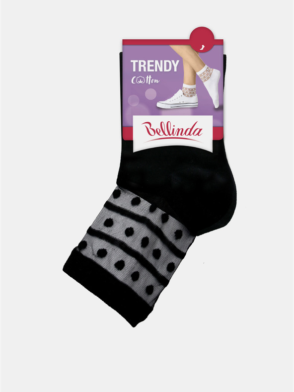 Bellinda Fekete női zokni dekoratív részletekkel Bellinda TRENDY COTTON SOCKS